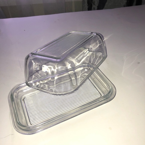 COPY - Arc France vintage glass butter dish with ribbed button- holds 1 pd of b… - Picture 6 of 6